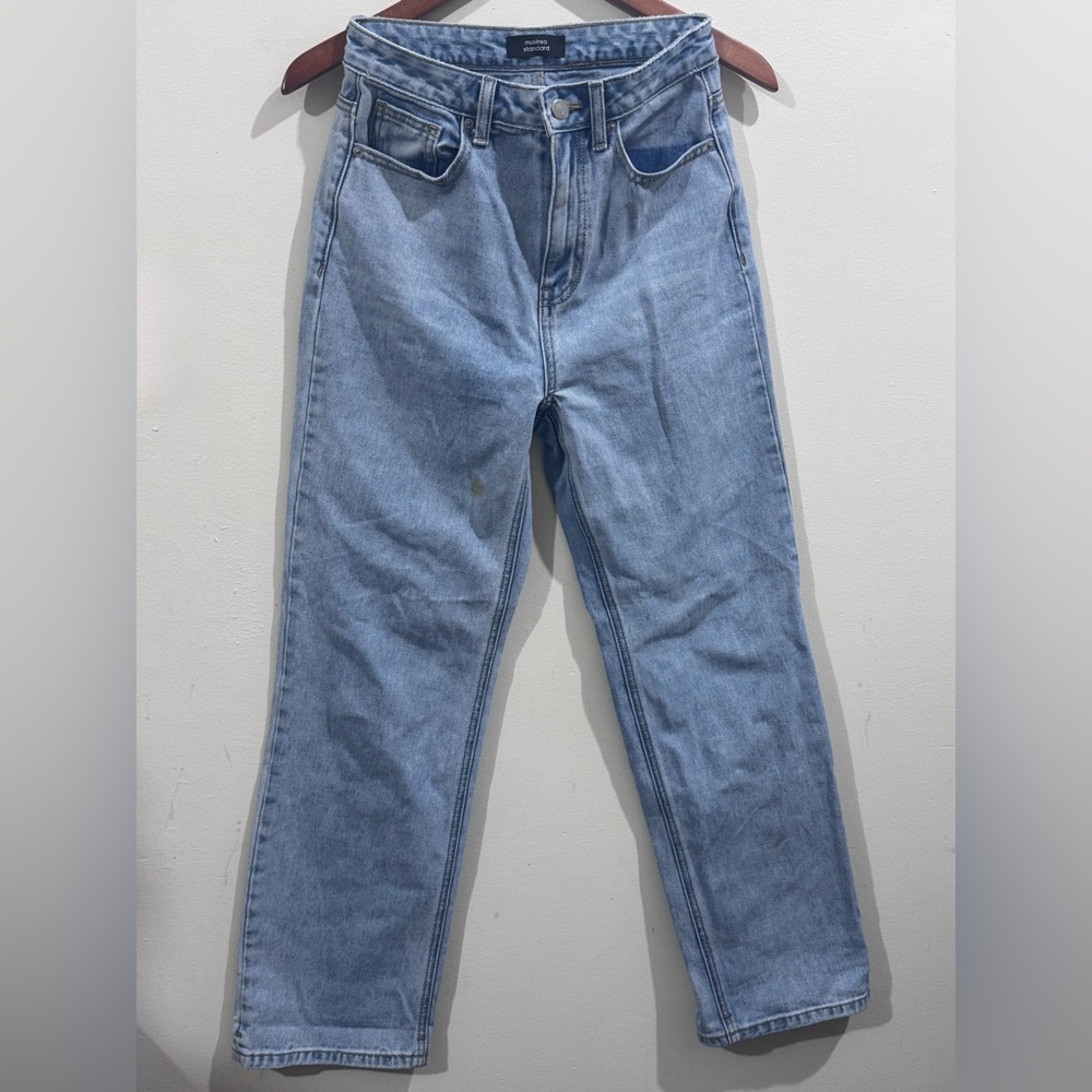 musinsa standard Stylish Light Blue Women's Straight Leg Jeans